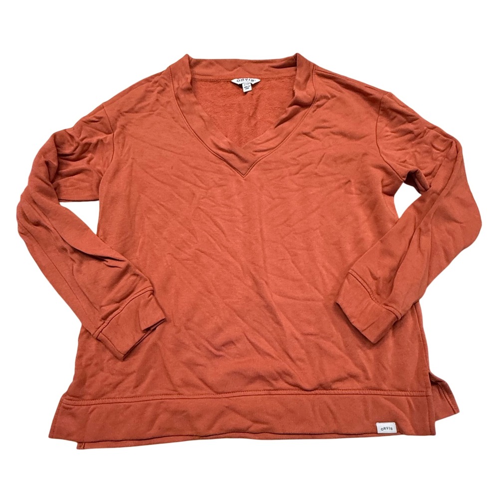 Orvis V-Neck Pullover Sweatshirt Long Sleeve Casual Comfy Top Small